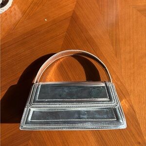 Zara Silver Metallic Mini Handle Bag